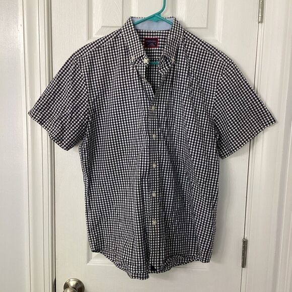 UNTUCKit Men’s Short Sleeve Black and White Gingham Button-Down Shirt Size Large - Picture 1 of 7